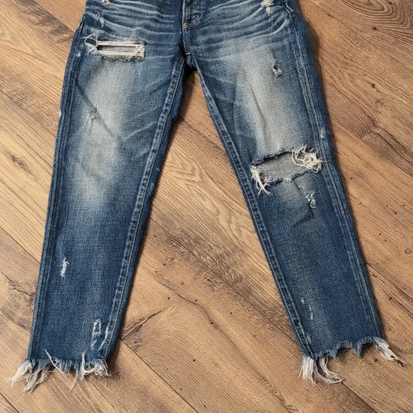 Mossy Vintage Jeans, distressed raw ham, size 27